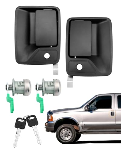 Gledewen Exterior Door Handles w Lock Cylinders Keys Compatible with 19992016 Ford F250 F350 F450 F550 Super Duty 20002005 Ford Excursion Front Left Driver Right Passenger Side OE 79306 79307 - Image 1