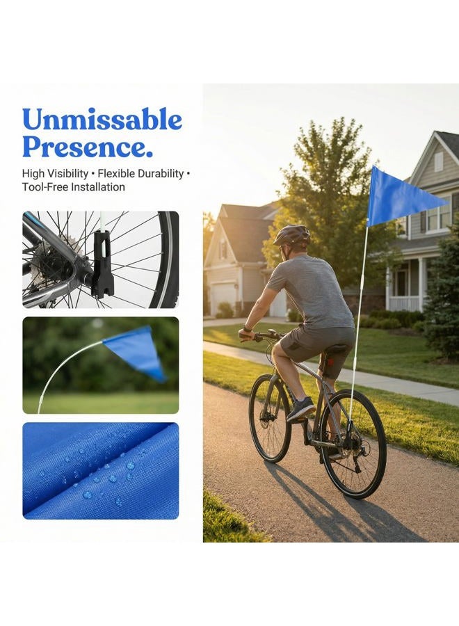 DOITOOL Bike Safety Flag with Pole Heavy Duty Bike Trailer Safety Flag with Mounting Bracket Height Visibility Safety Flag, 78.7 (Blue) - Image 4