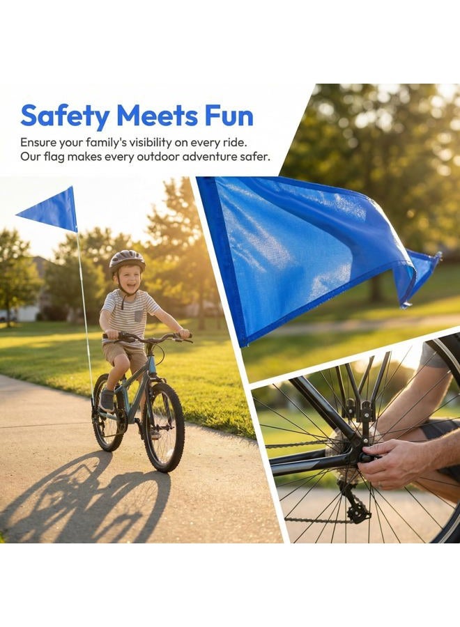 DOITOOL Bike Safety Flag with Pole Heavy Duty Bike Trailer Safety Flag with Mounting Bracket Height Visibility Safety Flag, 78.7 (Blue) - Image 2