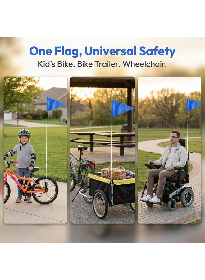 DOITOOL Bike Safety Flag with Pole Heavy Duty Bike Trailer Safety Flag with Mounting Bracket Height Visibility Safety Flag, 78.7 (Blue) - Image 3