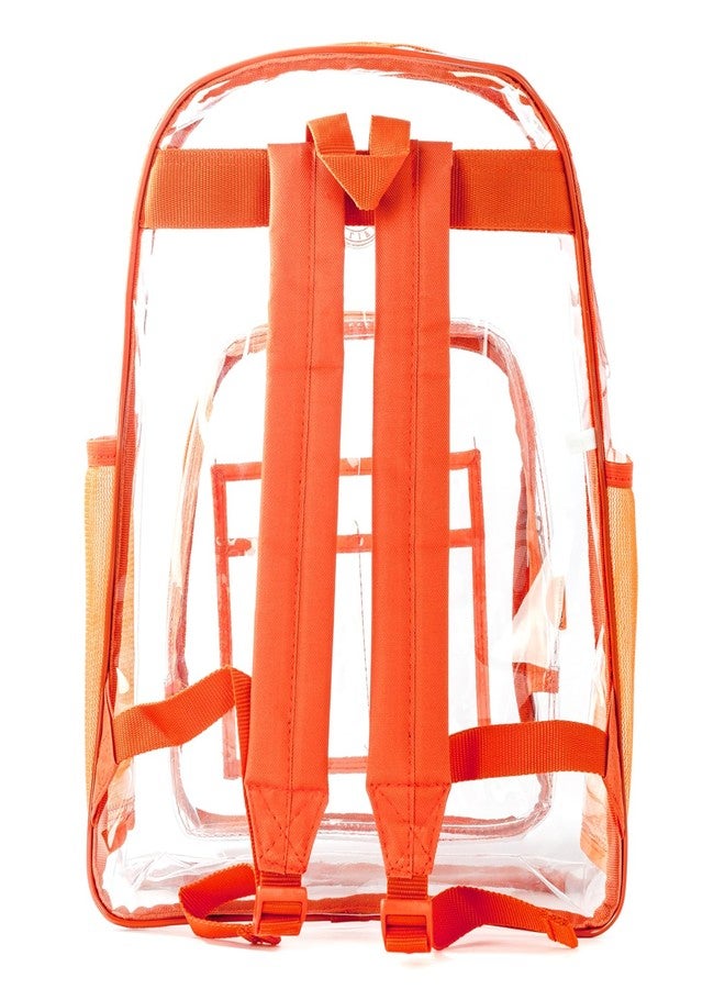 K-Cliffs Clear Backpack Heavy Duty See Through Student Bookbag Large Durable School Bag Quality Transparent PVC Travel Security Workbag Orange - Image 4