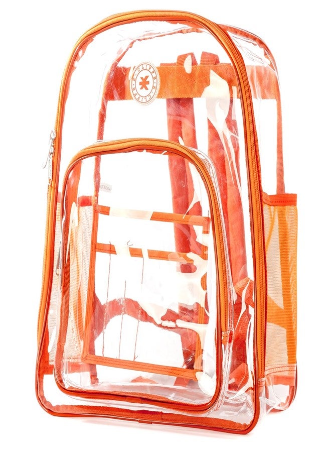 K-Cliffs Clear Backpack Heavy Duty See Through Student Bookbag Large Durable School Bag Quality Transparent PVC Travel Security Workbag Orange - Image 3