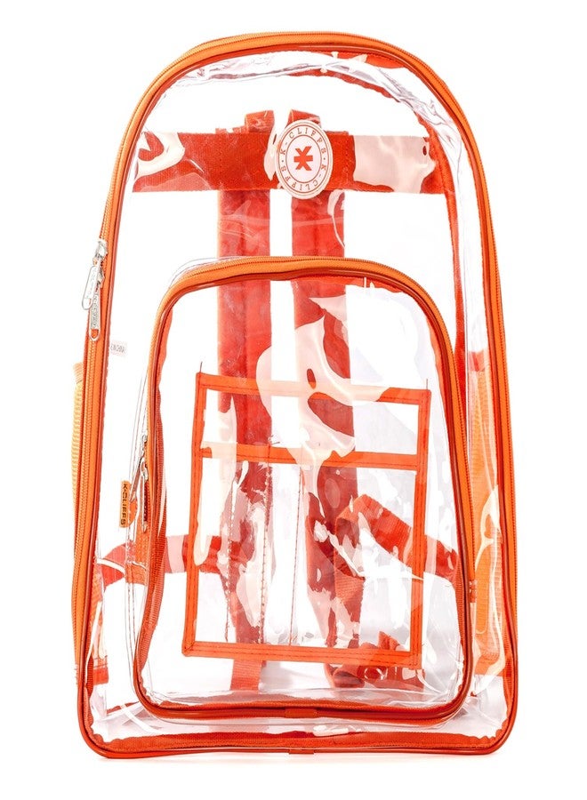 K-Cliffs Clear Backpack Heavy Duty See Through Student Bookbag Large Durable School Bag Quality Transparent PVC Travel Security Workbag Orange - Image 2