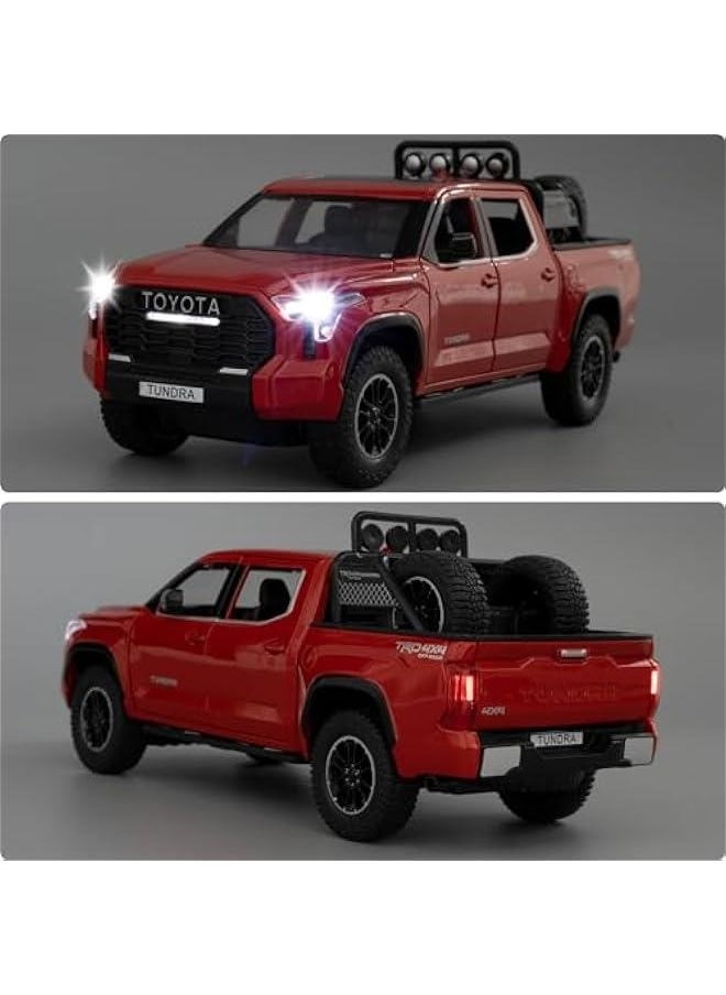 Generic - 1:24 Tundra Off-Road Pickup Car Model, Pull Back Diecast Truck Toy with Sounds＆Lights for Kids Boys Girls and Adults, Gift Red - Image 1