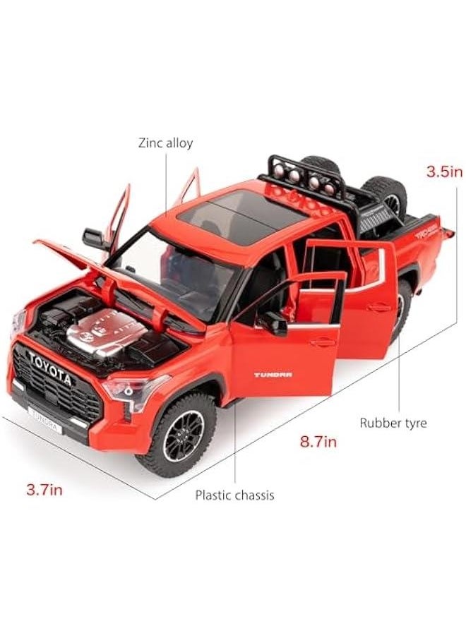 Generic - 1:24 Tundra Off-Road Pickup Car Model, Pull Back Diecast Truck Toy with Sounds＆Lights for Kids Boys Girls and Adults, Gift Red - Image 1