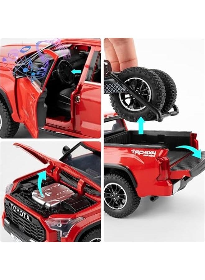 Generic - 1:24 Tundra Off-Road Pickup Car Model, Pull Back Diecast Truck Toy with Sounds＆Lights for Kids Boys Girls and Adults, Gift Red - Image 1