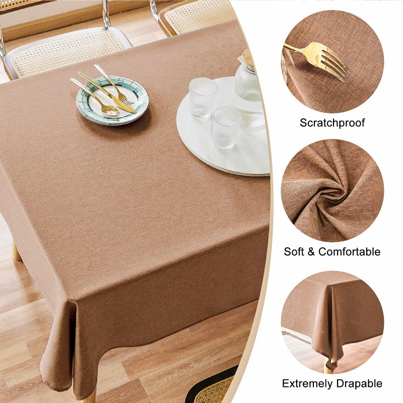 AUSSPVOCT Textured Tablecloth Rectangle 60x104 Water Resistant Spill-Proof Wipeable Table Cloth Wrinkle Free Fabric Dining Table Cover for Birthday Party Farmhouse Spring Kitchen Tablecloths - Image 3