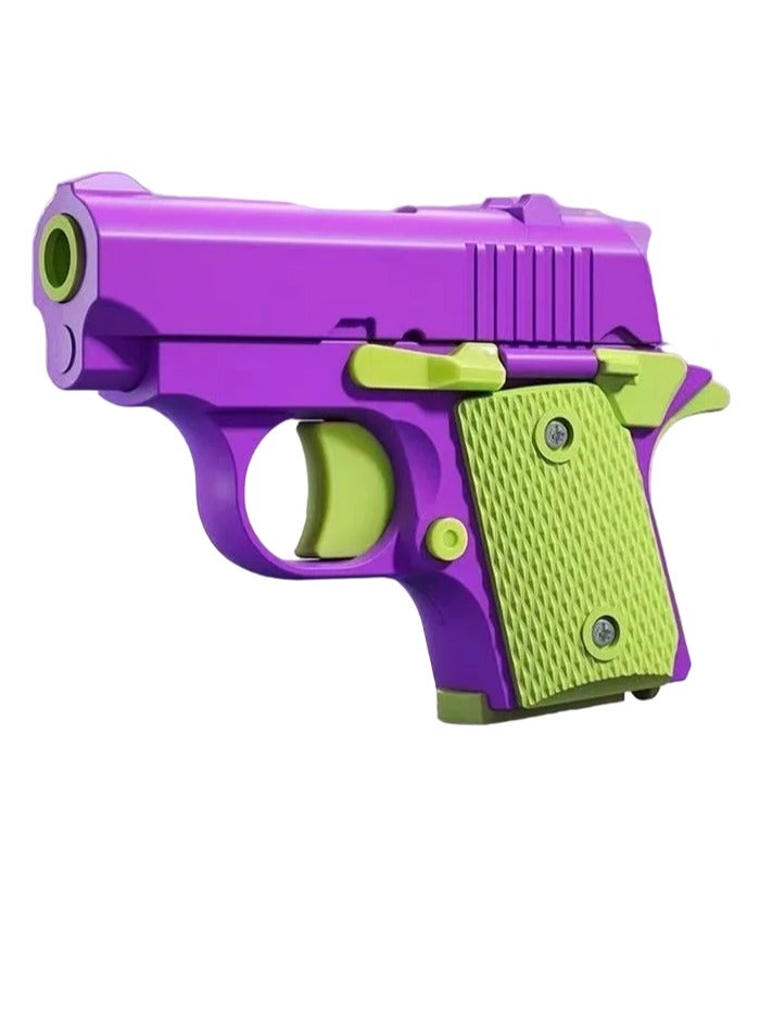 AROAQ 3D Printed Mini M1911 Model Toy, Portable And Elegant Stress Relief Sensory Toy, Anxiety Relief High Quality Fidget Fun Toy, Decompression Gravity Carrot Blaster For Kids, (Purple And Green) - Image 1