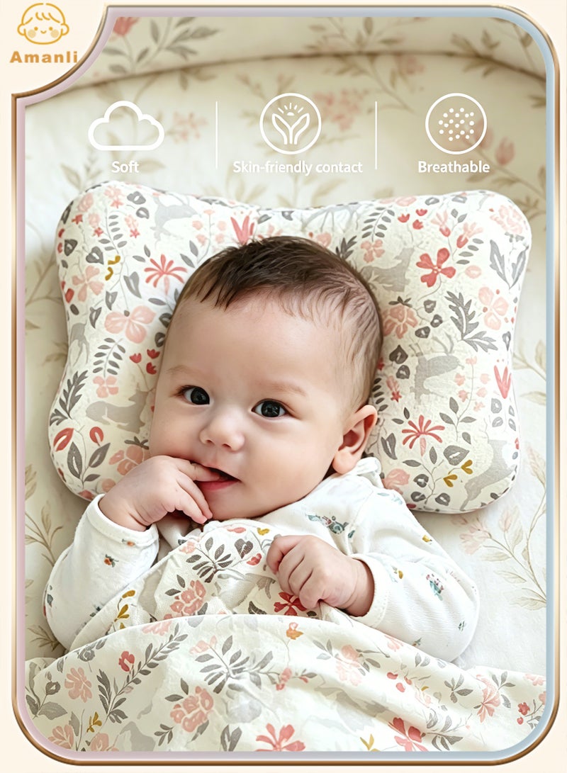 Amanli Baby neck support pillow Baby's head shaping pillow Memory foam pillow core Prevention and correction of eccentricity Baby pillows Suitable for newborns - Image 1