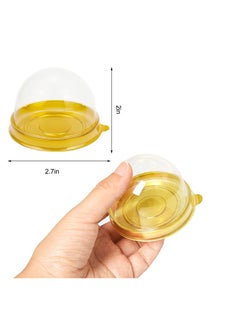 SYOSI 50 Packs of Mini Cake Box, Clear Plastic Cookies Muffins Dome Box Mooncake Box with with Clear Dome for Wedding Birthday Party Small Cupcakes, Desserts and Candy DisplayGold  - Image 5