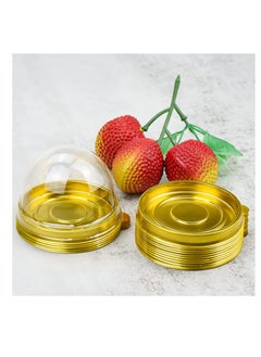 SYOSI 50 Packs of Mini Cake Box, Clear Plastic Cookies Muffins Dome Box Mooncake Box with with Clear Dome for Wedding Birthday Party Small Cupcakes, Desserts and Candy DisplayGold  - Image 4