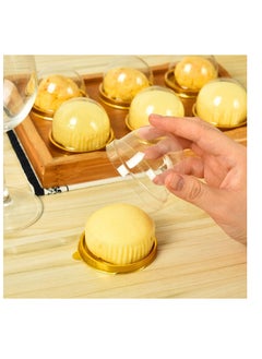 SYOSI 50 Packs of Mini Cake Box, Clear Plastic Cookies Muffins Dome Box Mooncake Box with with Clear Dome for Wedding Birthday Party Small Cupcakes, Desserts and Candy DisplayGold  - Image 2