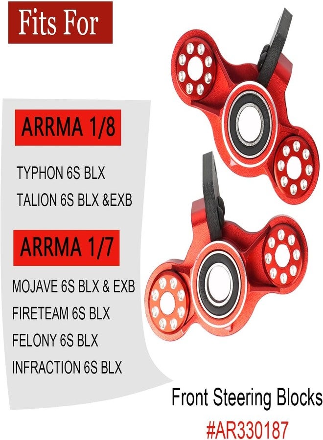 MOSHNOLY Aluminum Front Steering Knuckles Blocks for ARRMA 1/8 Mojave Talion TYHPON Infraction FIRETEAM Felony BLX 6S 1/7 4WD,Durable RC Car Caster Blocks C-Hubs w/Bearings,Hub Carriers Parts AR330187 - Image 2