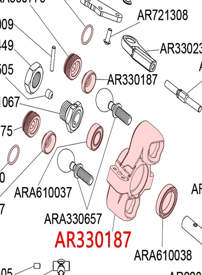 MOSHNOLY Aluminum Front Steering Knuckles Blocks for ARRMA 1/8 Mojave Talion TYHPON Infraction FIRETEAM Felony BLX 6S 1/7 4WD,Durable RC Car Caster Blocks C-Hubs w/Bearings,Hub Carriers Parts AR330187 - Image 4
