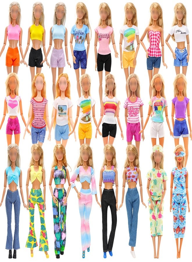 BARWA 30 PCS Doll Clothes and Accessories Casual Sport Sweet Outfits Pajamas Top and Pants Shorts High Heel Flat Shoes for 11.5 Inch Girl Doll - Image 3