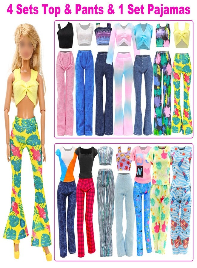 BARWA 30 PCS Doll Clothes and Accessories Casual Sport Sweet Outfits Pajamas Top and Pants Shorts High Heel Flat Shoes for 11.5 Inch Girl Doll - Image 5