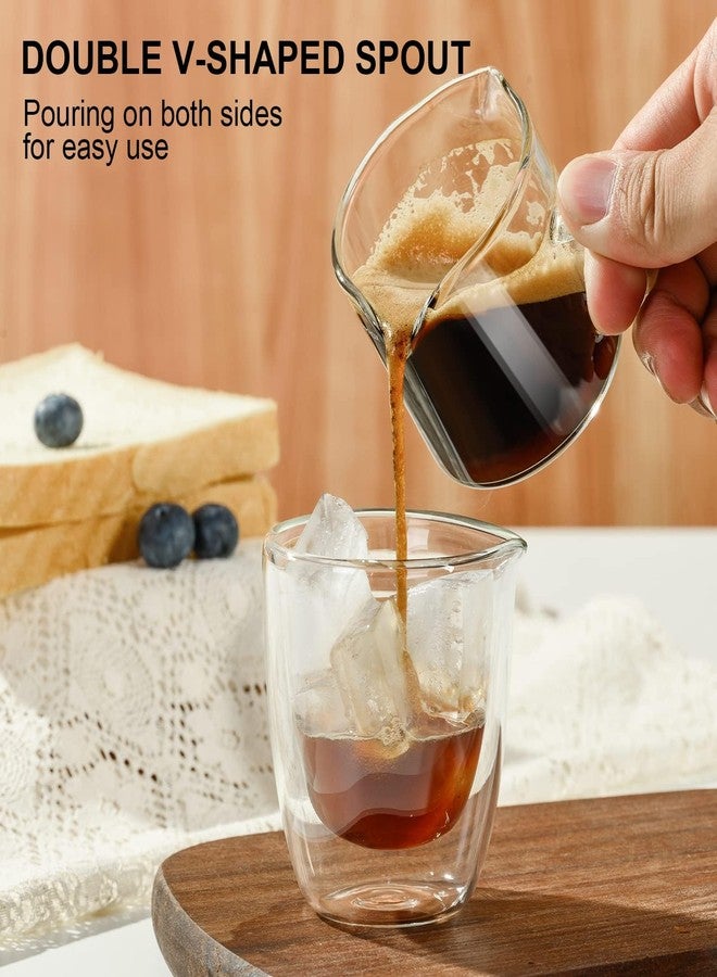 PARACITY Espresso Cup with Handle set of 2, Double Spout Glass Measuring Cup with Dual Scale, Espresso Shot Glass with V-Shaped Mouth, Clear Glass Milk Frothing Pitcher, Espresso Accessories - Image 2
