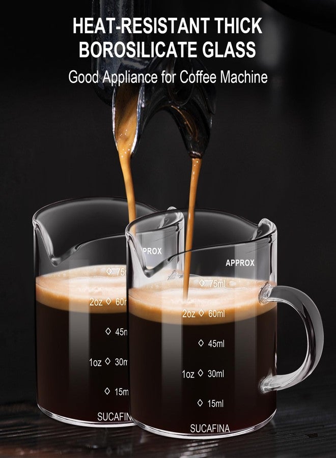 PARACITY Espresso Cup with Handle set of 2, Double Spout Glass Measuring Cup with Dual Scale, Espresso Shot Glass with V-Shaped Mouth, Clear Glass Milk Frothing Pitcher, Espresso Accessories - Image 5