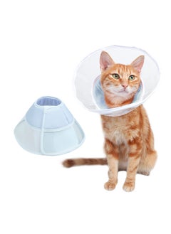 Cat Cone, Adjustable Soft Cone for Cats to Stop Licking and Scratching,7.5In-10In Comfortable Cat Cone Collar with Upgraded PVC Material and Adjustable Velcro for After Surgery Healing Wound