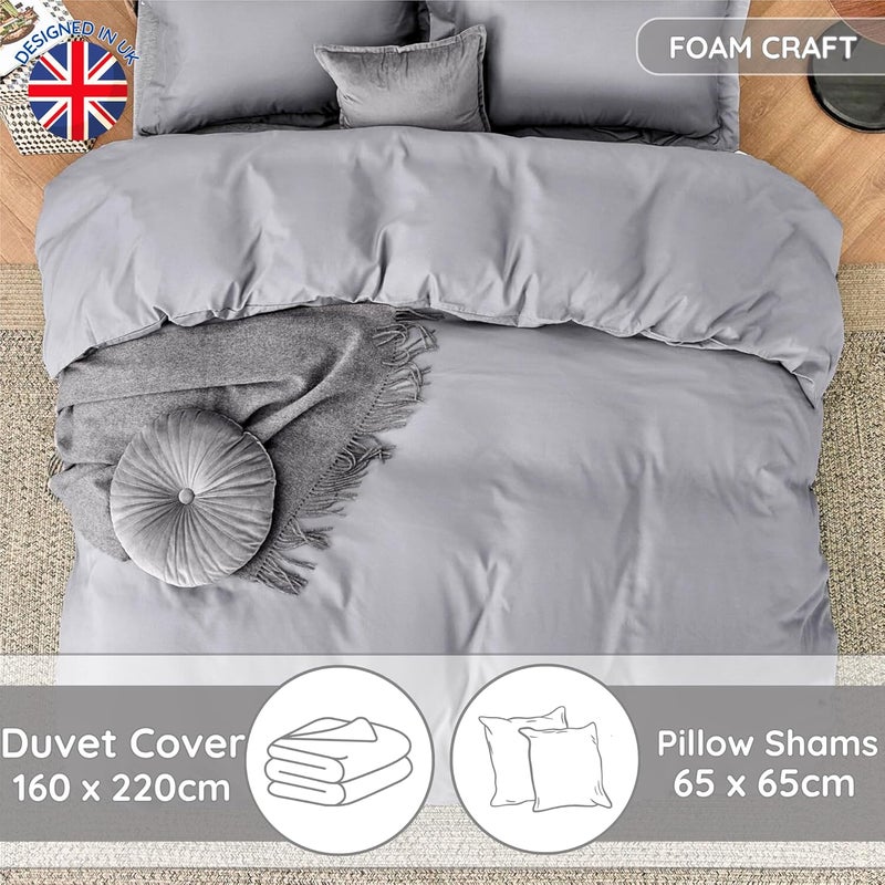 FOAM CRAFT® 3-Piece Duvet Cover Set - Hotel Quality, Light Grey, Twin XL - Image 2