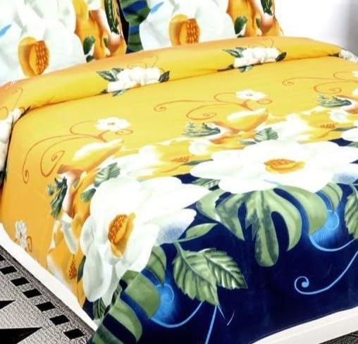 VIVAN Textiles Floral Printed Microfiber Wrinklefree Super Soft 144 TC Bedsheet for 2 Double Bed with 4 Pillow Covers 220x230 cm White Blue  - Image 2