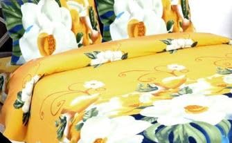 VIVAN Textiles Floral Printed Microfiber Wrinklefree Super Soft 144 TC Bedsheet for 2 Double Bed with 4 Pillow Covers 220x230 cm White Blue  - Image 4