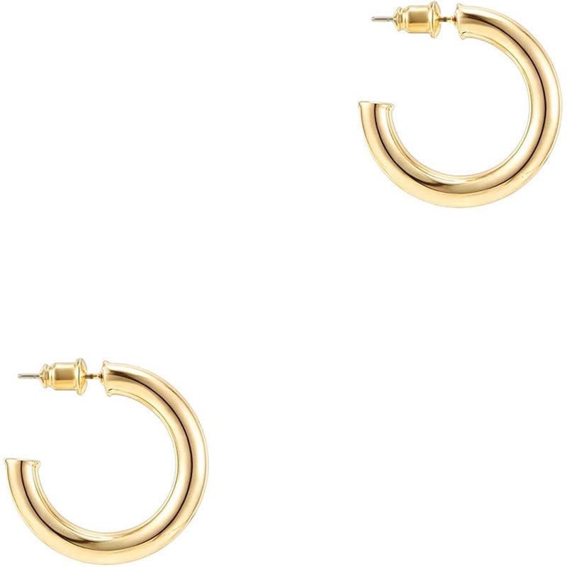 PAVOI 14K Gold Plated Hoop Earrings For Women | 3.5mm Thick Infinity Gold Hoops Women Earrings | Gold Plated Loop Earrings For Women | Lightweight Hoop Earrings Set - Image 1
