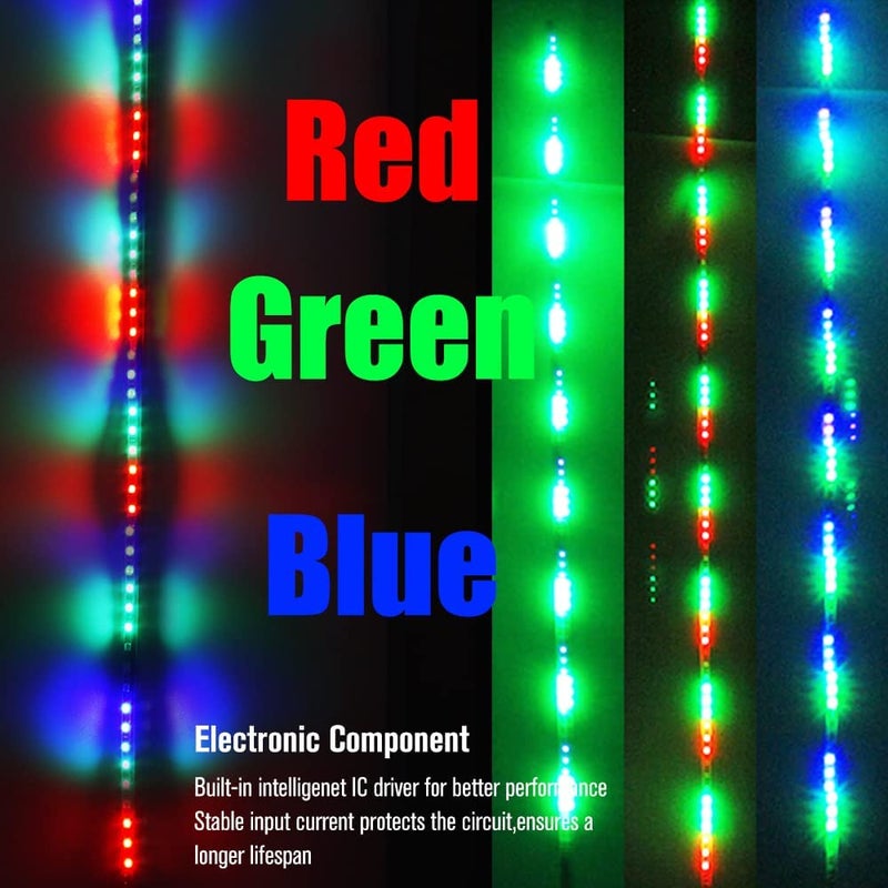 HONLEEX 2Pcs 3FT RGB LED Whip Lights 270Â° Auto Strobe LED Antenna Light Waterproof for Off-Road ATV UTV RZR Truck Boat Can-am.DC12V.(90cm) - Image 3