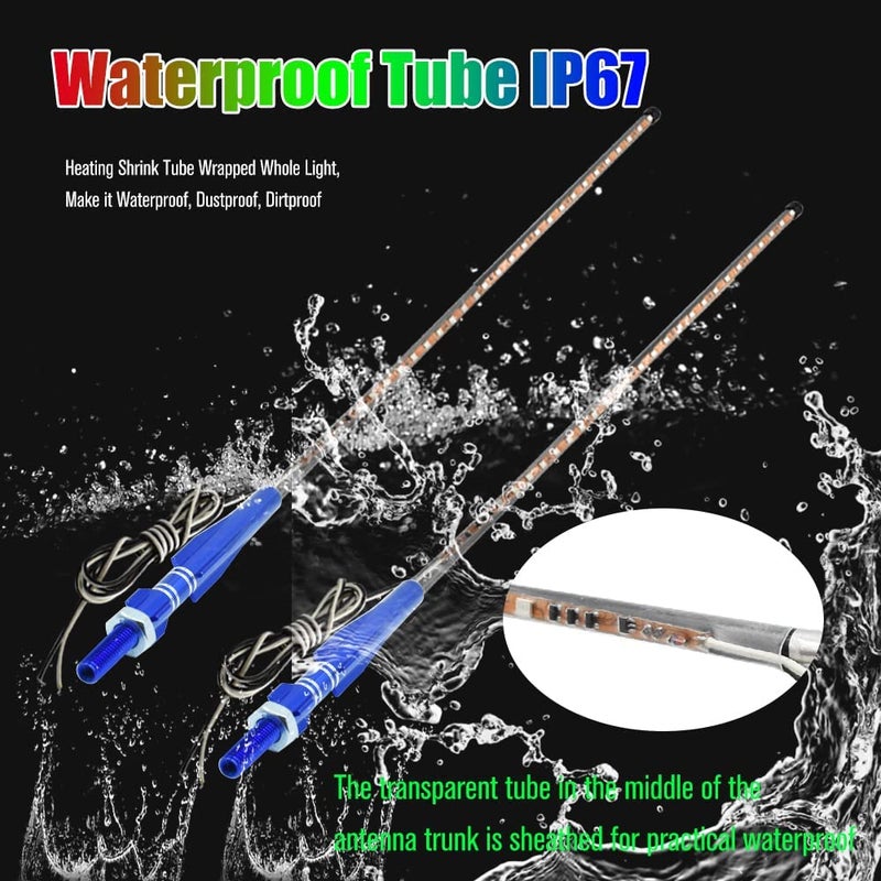 HONLEEX 2Pcs 3FT RGB LED Whip Lights 270Â° Auto Strobe LED Antenna Light Waterproof for Off-Road ATV UTV RZR Truck Boat Can-am.DC12V.(90cm) - Image 2
