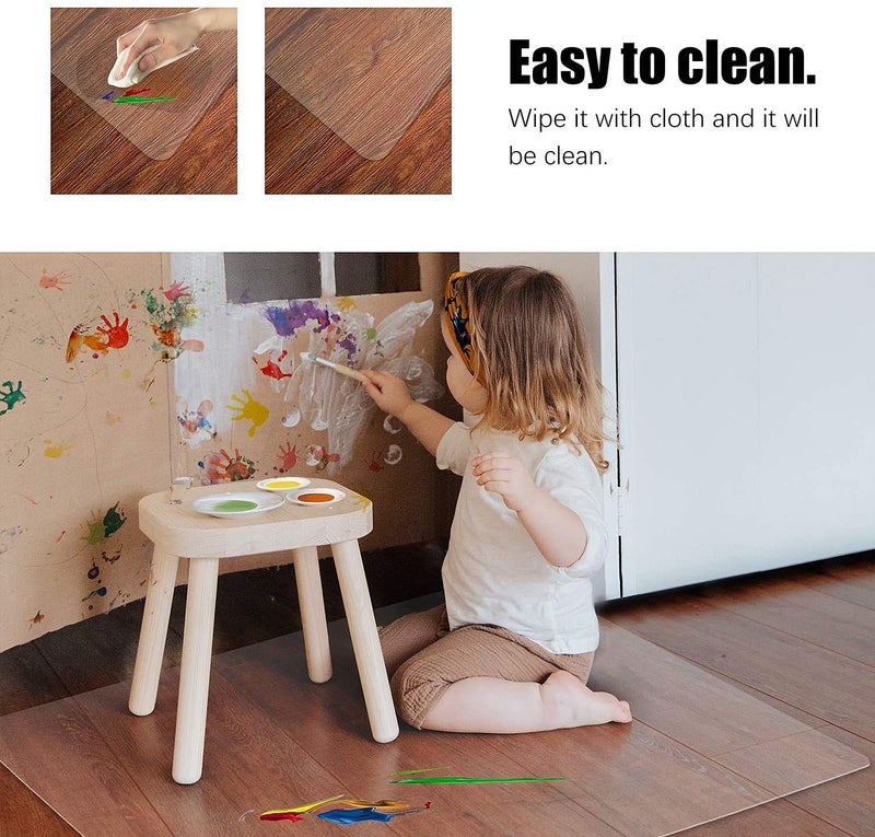 Kuyal Clear Chair mat for Hardwood Floor 44 x 58 inches Transparent Floor Mats Wood/Tile Protection Mat for Office & Home (44" X 58" Rectangle) - Image 4