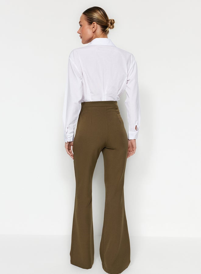 trendyol Khaki Spanish Leg Flare Woven Fabric Trousers - Image 5