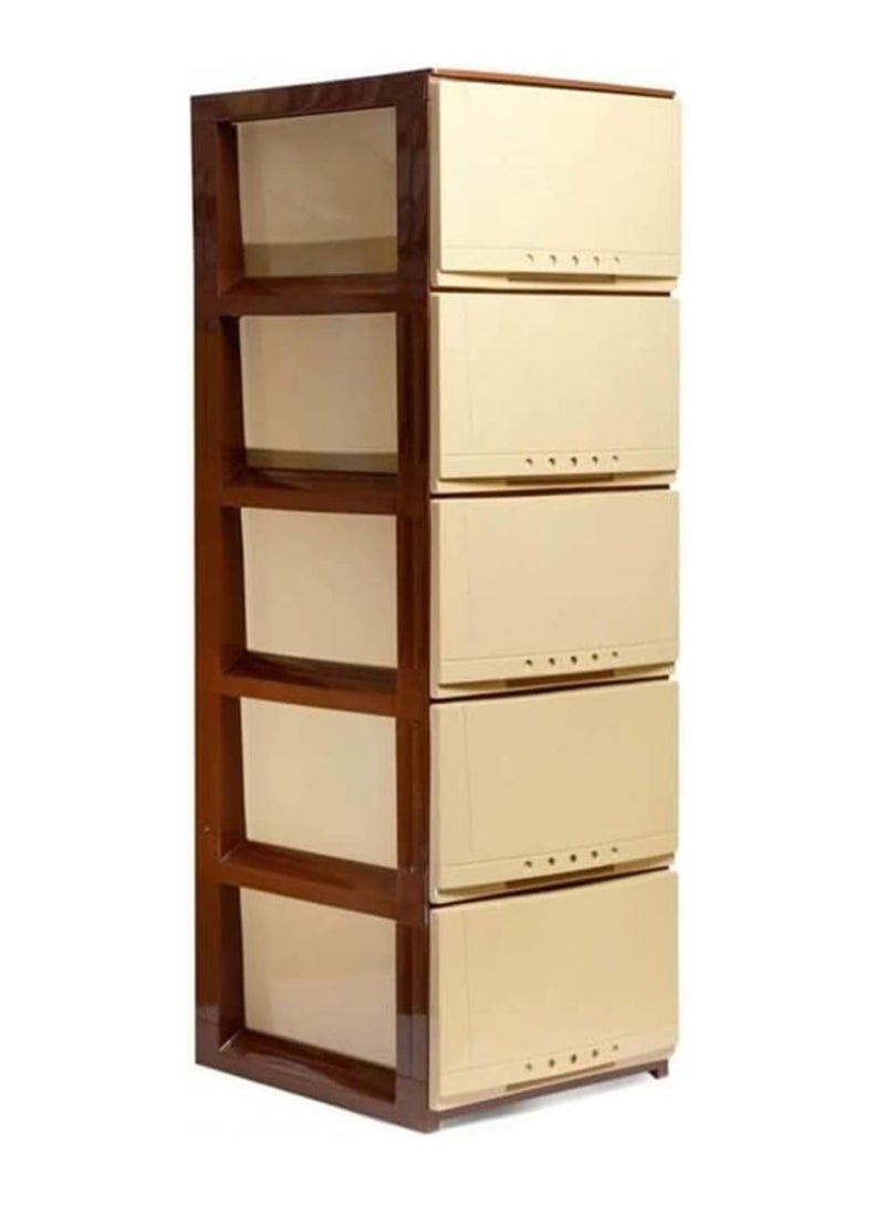 ECVV ECVV Plastic Cabinet Drawers Storage Dresser, Closet Drawers Organizer Unit for Clothes,Toys,Bedroom,Playroom Brown-Beige - 5 Layer - Image 1