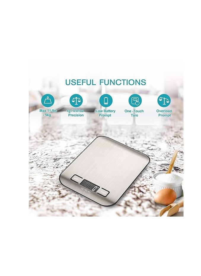 Ultrean - Ultrean Digital Food Scale, High Precision Kitchen Scale -5 Units with Tare Function, Stainless Surface (Batteries Included) - Image 1