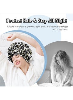 AmazerBath Satin Silk Bonnet Double Layer Reversible Sleeping Cap 2 Pack