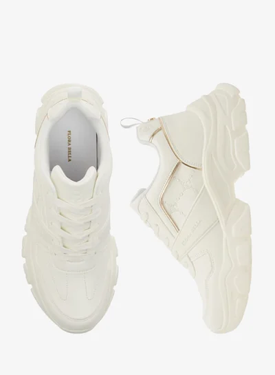 Flora Bella By Shoexpress Women Logo Embroidered Sneakers with Lace-Up Closure