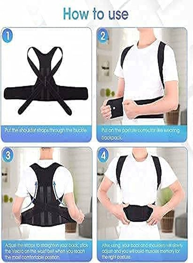 PharmEasy Premium Magnetic Back Brace Posture Corrector For Men Shoulder Support Belt For Men And Women, Belt For Lower & Upper Back Pain Relief With Back Support Plates Man & Woman Universal (Large) - Image 4