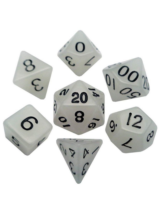 Metallic Dice Games Glow In The Dark Clear 16Mm Polyhedral Dice Set