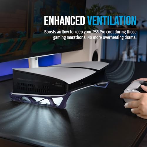 Glistco Skates - Horizontal Stand for PS5 Pro Compatible with Disc & Digital Edition (Galaxy Purple) - Image 4