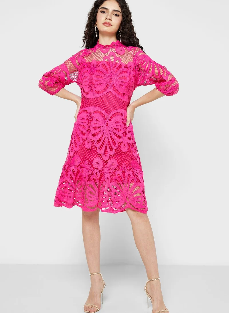 ELLA Schifflli Dress With Cut Out Detail