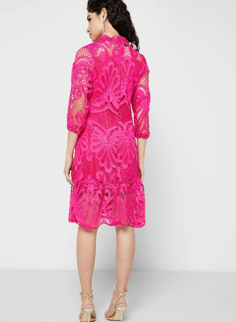 ELLA Schifflli Dress With Cut Out Detail