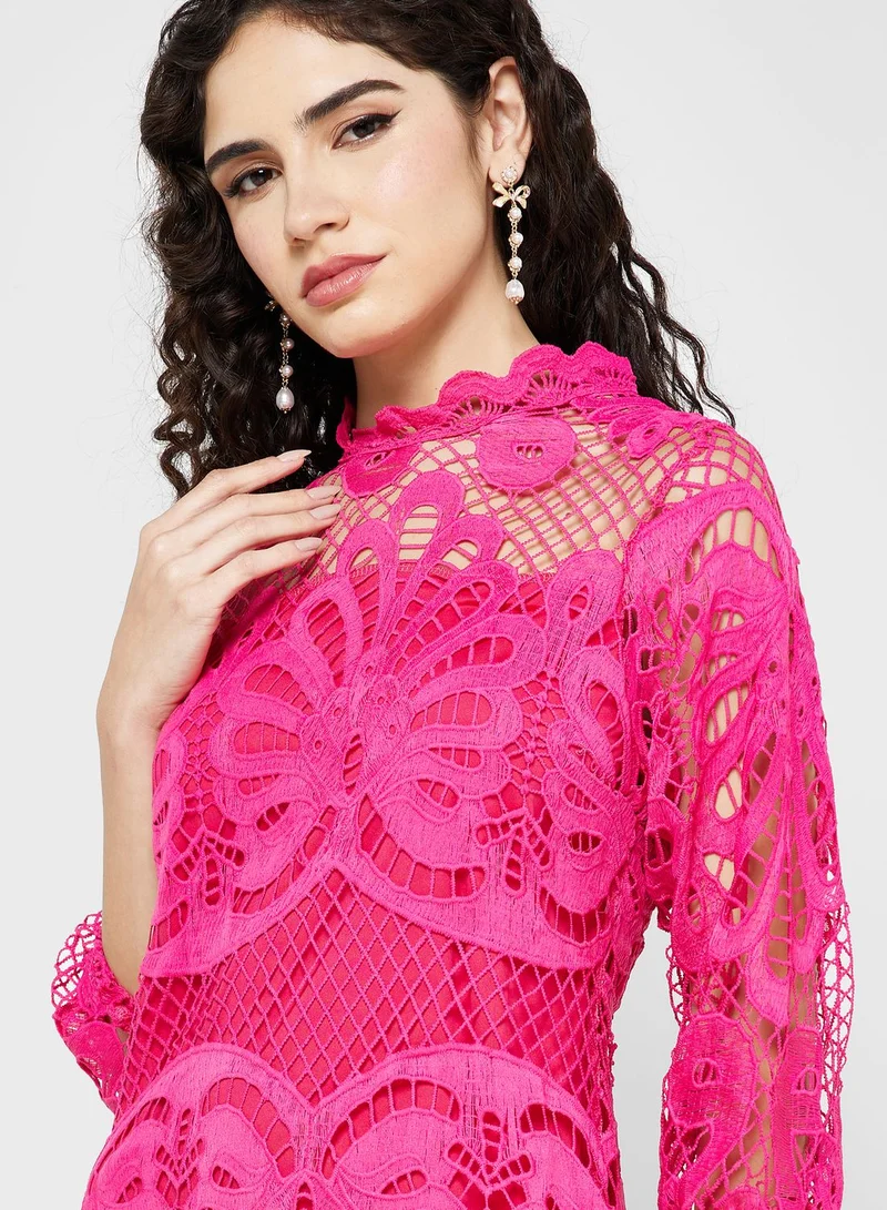 ELLA Schifflli Dress With Cut Out Detail