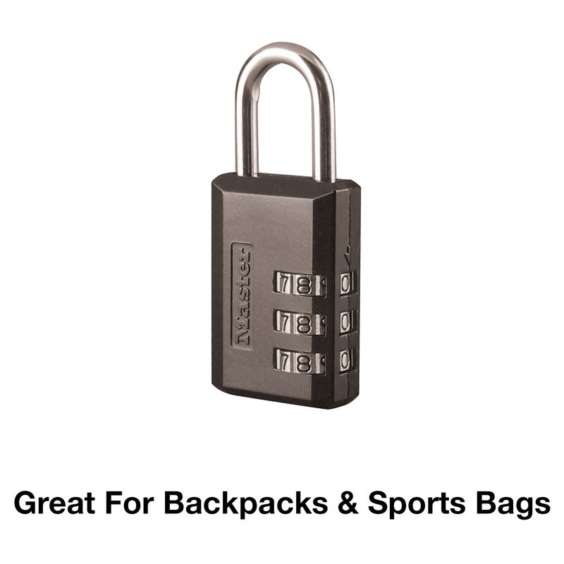 Master Lock Master Lock Black Combination Padlock, Indoor Gym Locker Lock with Customizable 3-digit Code for Luggage, Backpacks, Cabinets, 647D  - Image 2