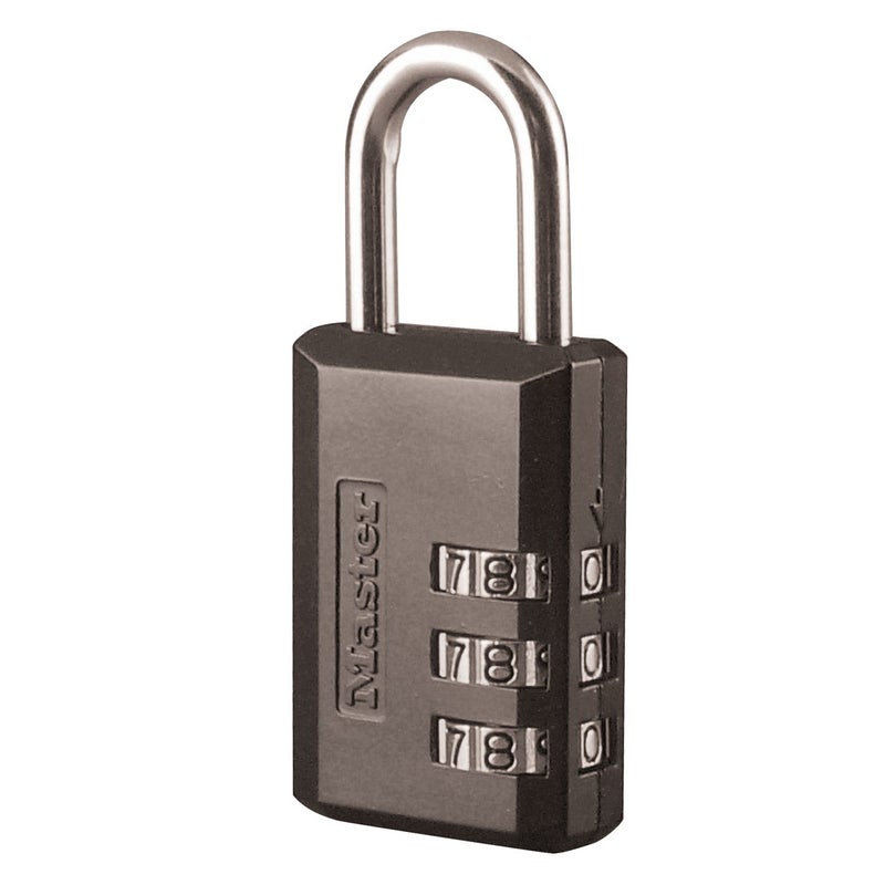 Master Lock Master Lock Black Combination Padlock, Indoor Gym Locker Lock with Customizable 3-digit Code for Luggage, Backpacks, Cabinets, 647D  - Image 1