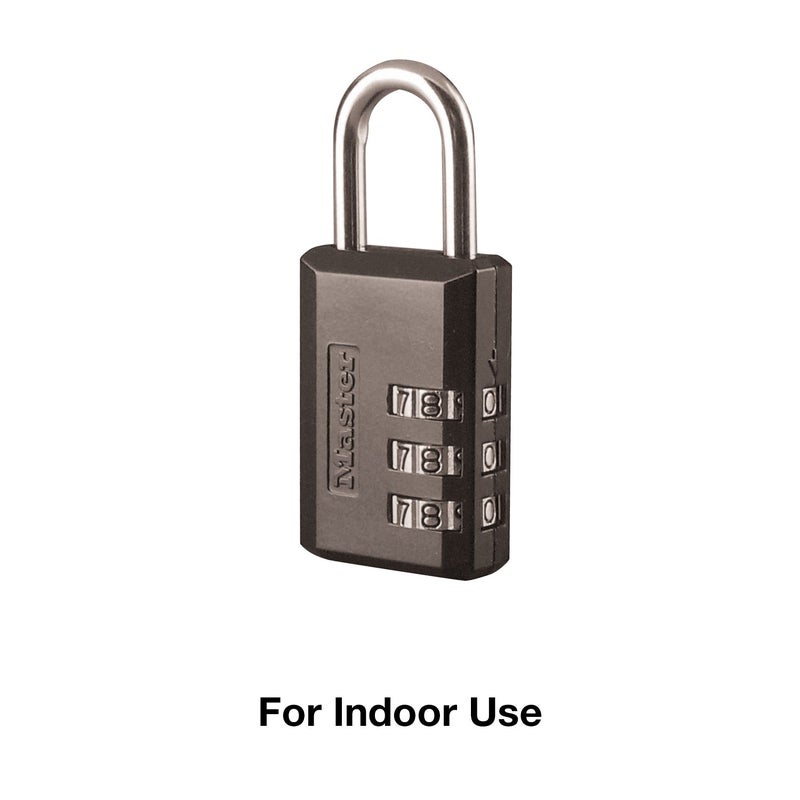 Master Lock Master Lock Black Combination Padlock, Indoor Gym Locker Lock with Customizable 3-digit Code for Luggage, Backpacks, Cabinets, 647D  - Image 4