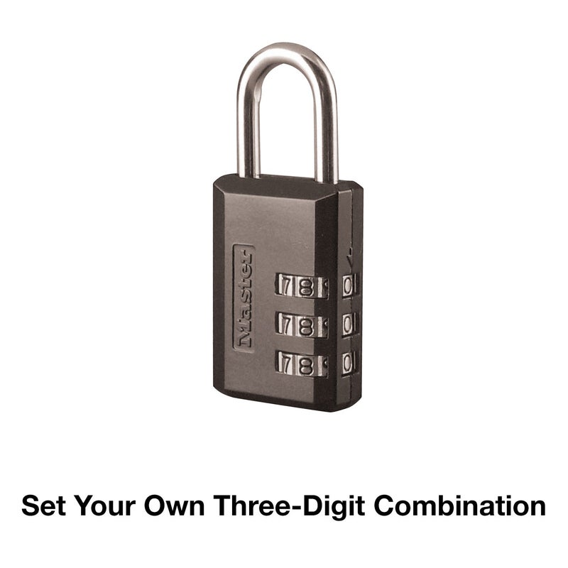Master Lock Master Lock Black Combination Padlock, Indoor Gym Locker Lock with Customizable 3-digit Code for Luggage, Backpacks, Cabinets, 647D  - Image 3