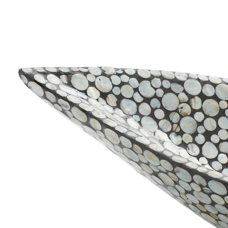 Deco 79 Mother of Pearl Shell Living Room Decor Tray Ottoman Tray, Serving Tray 22" x 10" x 6", Gray - Image 3