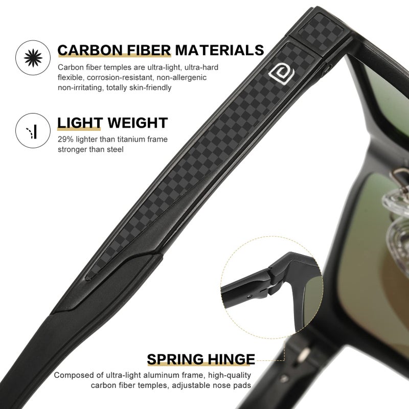 DUCO Polarized Sunglasses for Men Lightweight Carbon Fiber UV400 Protection Square Sun Glasses 8207 - Image 5