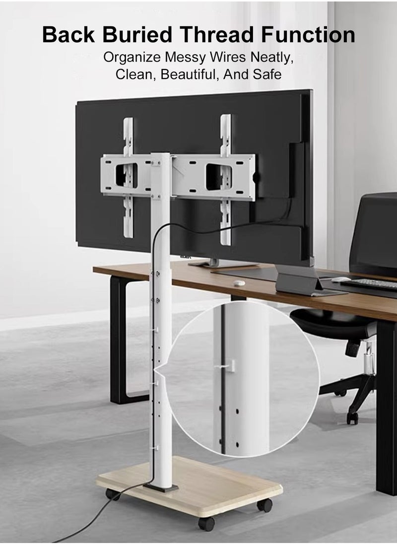 Fh Rolling TV Floor Stand for 26 to 70 inch TVs with 1-Shelf Storage Base,Portable Mobile Cart with Wheels, with Swivel Mount,Corner Universal Stands for Bedroom, Outdoor  - Image 5