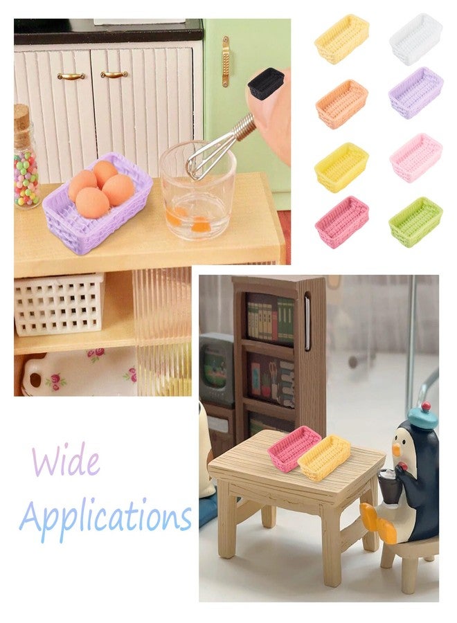 Spritewelry 20 Pcs Miniature Basket Tray Dollhouse Furnitures, Mini Plastic Tray Woven Bread Basket Set Tiny Things Stuff Accessories for Dollhouse Kitchen Micro Garden Landscape Decoration - Image 5