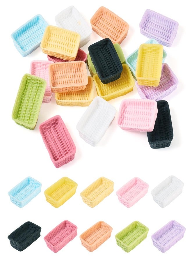 Spritewelry 20 Pcs Miniature Basket Tray Dollhouse Furnitures, Mini Plastic Tray Woven Bread Basket Set Tiny Things Stuff Accessories for Dollhouse Kitchen Micro Garden Landscape Decoration - Image 1